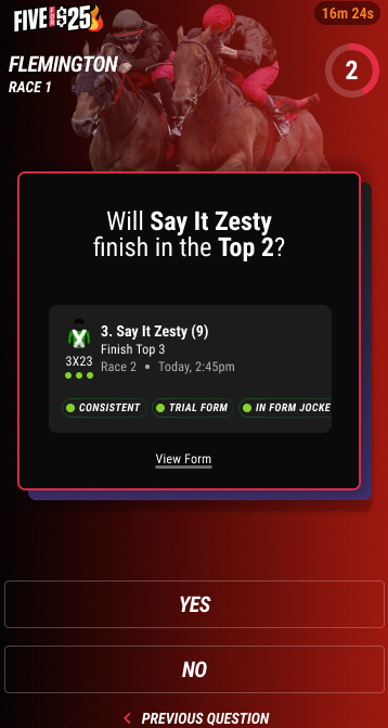 Pointsbet Horse Racing Interface