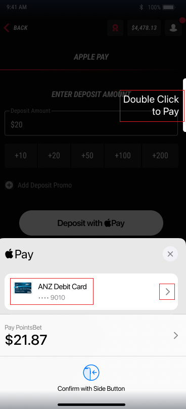 Depositing via Apple Pay – PointsBet Australia